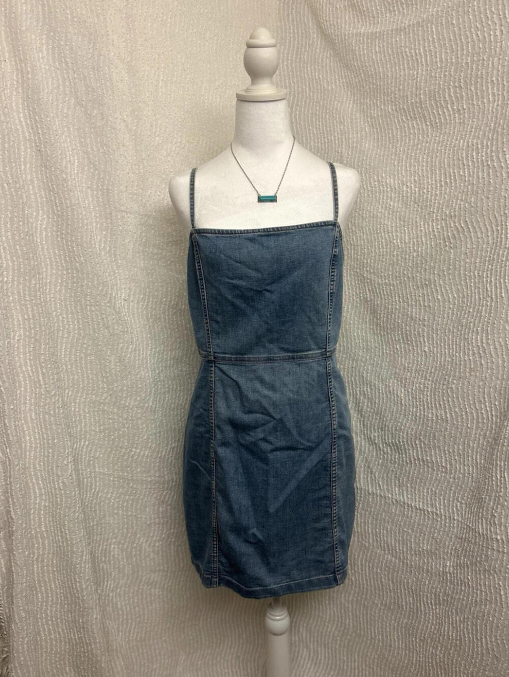 Divided Denim Dress Women’s Size 12 Spaghetti Strap Jean Mini Fall Outfit Wester